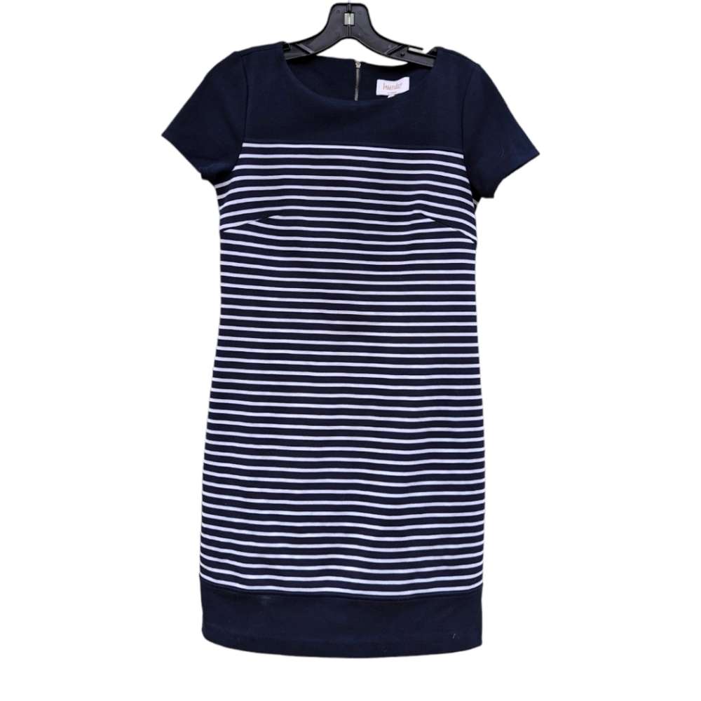 New Laundry by Shelli Segal navy/white Shift Dress Sz 2